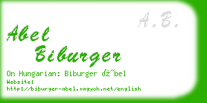 abel biburger business card